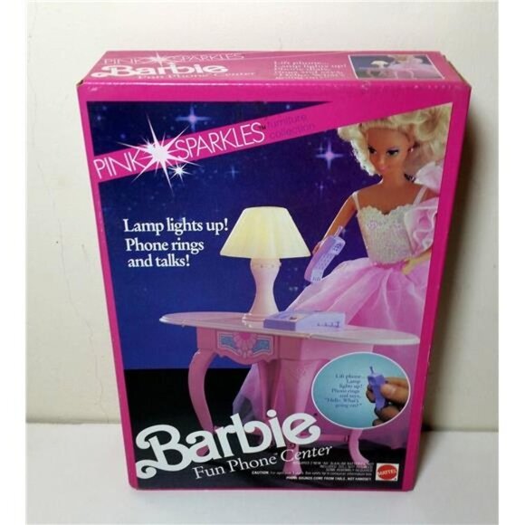 1990 Vintage Mattel Barbie Pink Sparkles Phone Fun Center Playset
